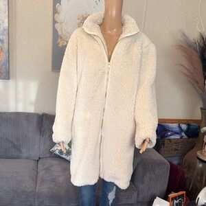 Gap Cream Sherpa Zip-Up Coat